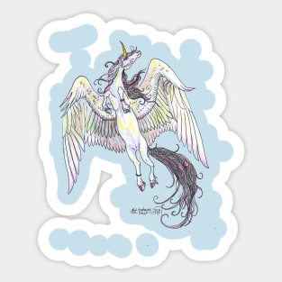 Unicorn Horses Pony Equine Equestrian Wings Winged Flying Yin Yang Sticker
